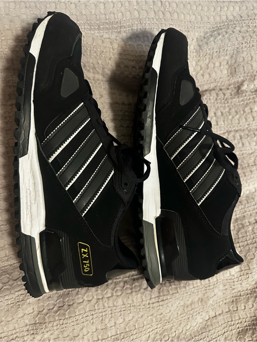 adidas ZX 750 Men's Black Sneakers with White Stripes